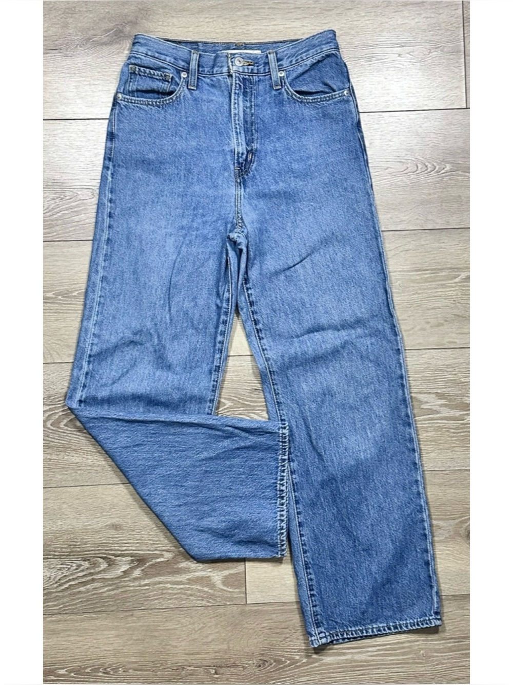 Levi’s High Waisted Straight Leg Jeans Medium Wash Cotton & Hemp Blend - Picture 1 of 15